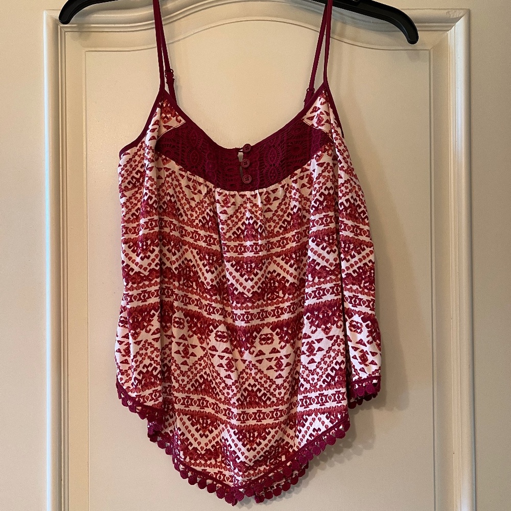 Zoe & Rose Red Patterned XS Tank Top